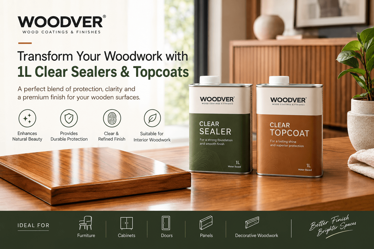 Transform Your Woodwork with 1L Clear Sealers & Topcoats