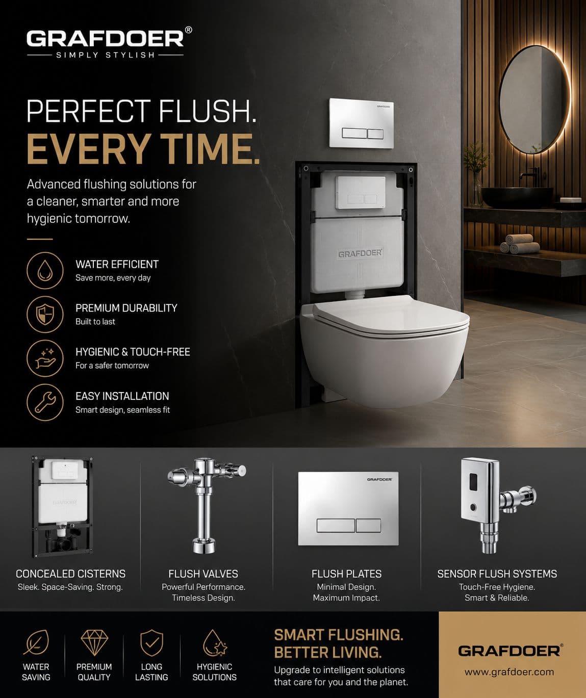 Premium Flushing Systems for Modern Bathrooms by Grafdoer