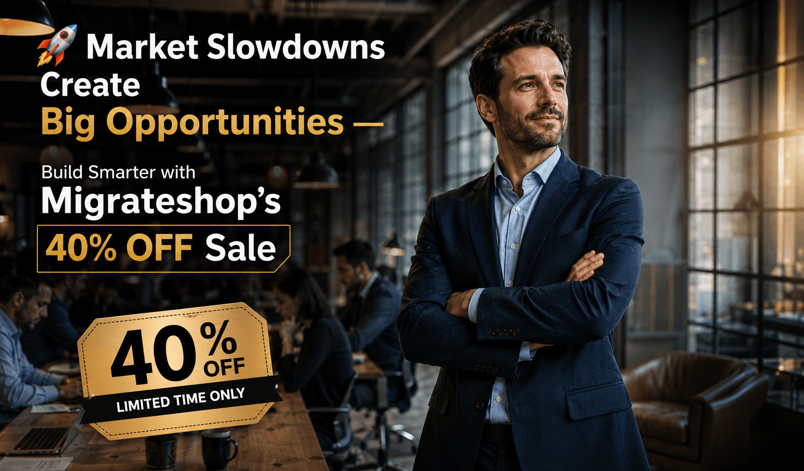 🚀 Market Slowdowns Create Big Opportunities — Build Smarter with Migrateshop’s 40% OFF Sale