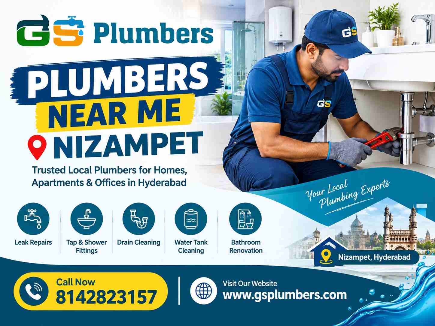 Plumbers Near Me Nizampet: Reliable Plumbing Solutions by GS Plumbers