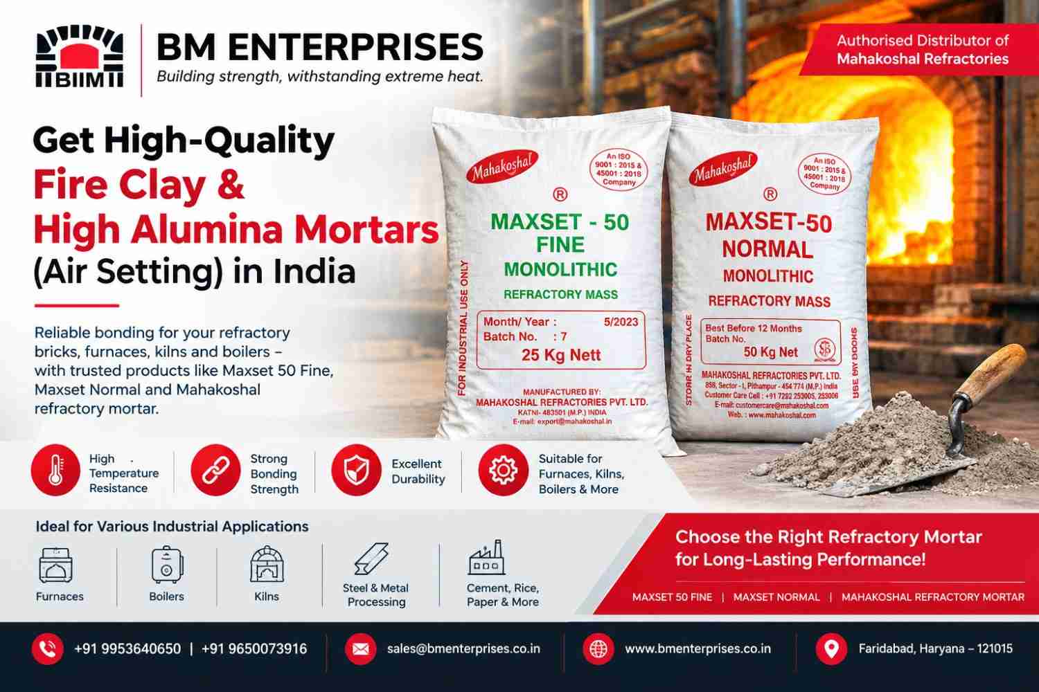 Get High-Quality Fire Clay & High Alumina Mortars (Air Setting) in India