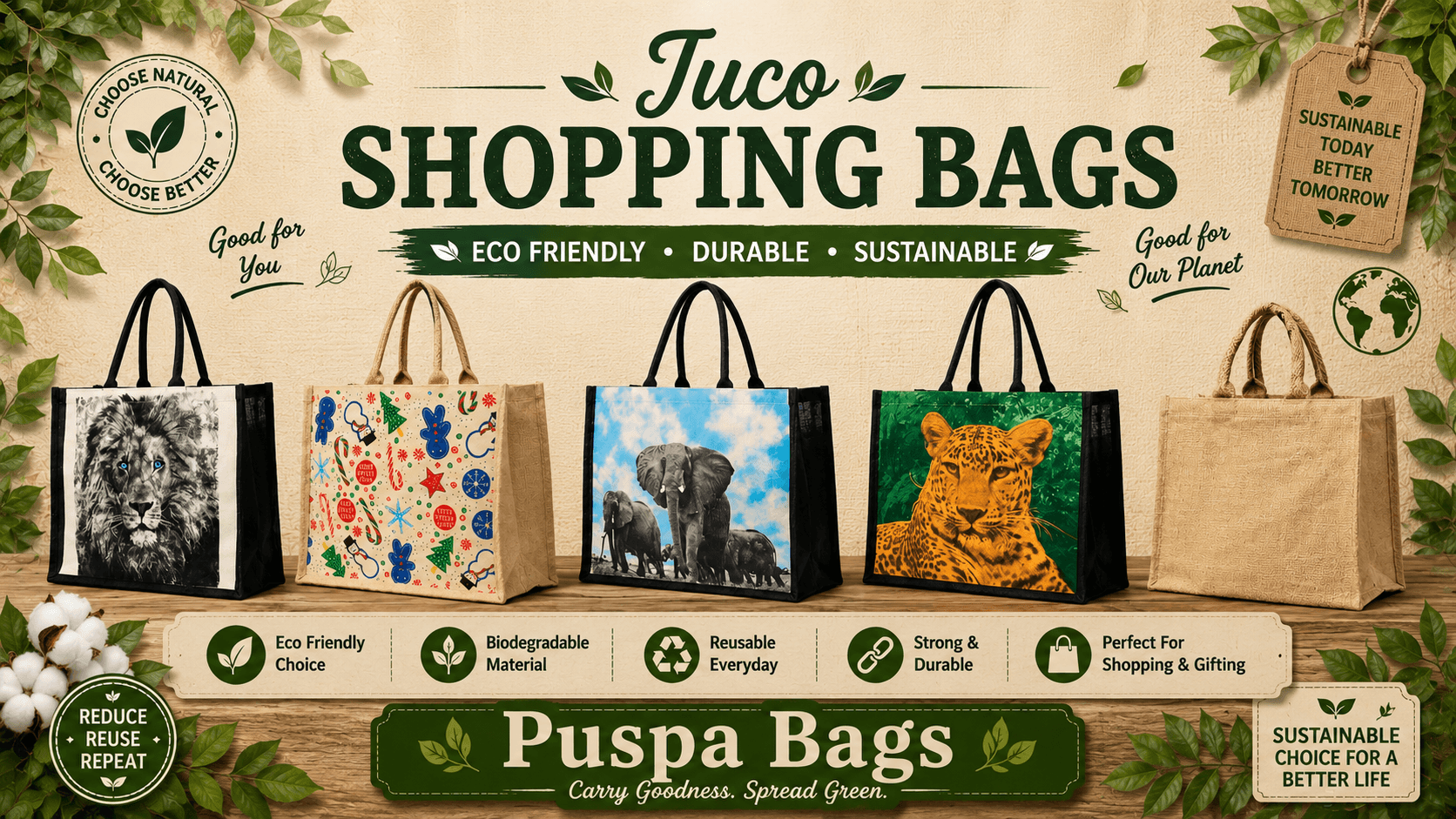 Juco Shopping Bags – Durable & Eco-Friendly Jute-Cotton Blend Bags for Global Buyers