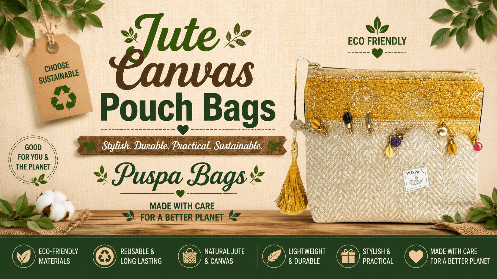 Jute Canvas Pouch Bags – Durable & Eco-Friendly Packaging Pouches for Global Buyers