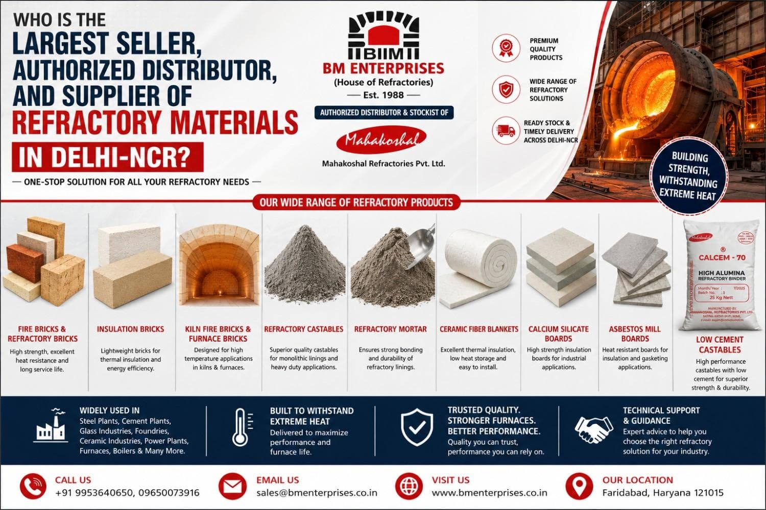 Who is the Largest Seller, Authorized Distributor, and Supplier of Refractory Materials in Delhi-NCR?