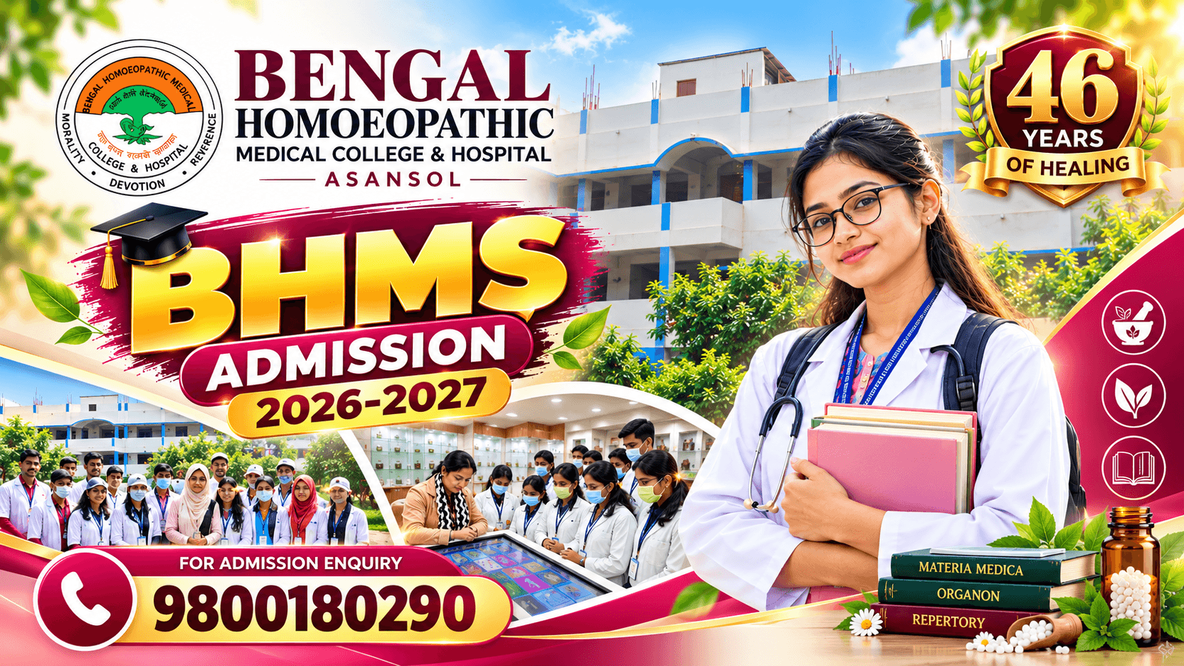 Bengal Homoeopathic Medical College Asansol BHMS Admission 2026 – Only 2 Seats Left