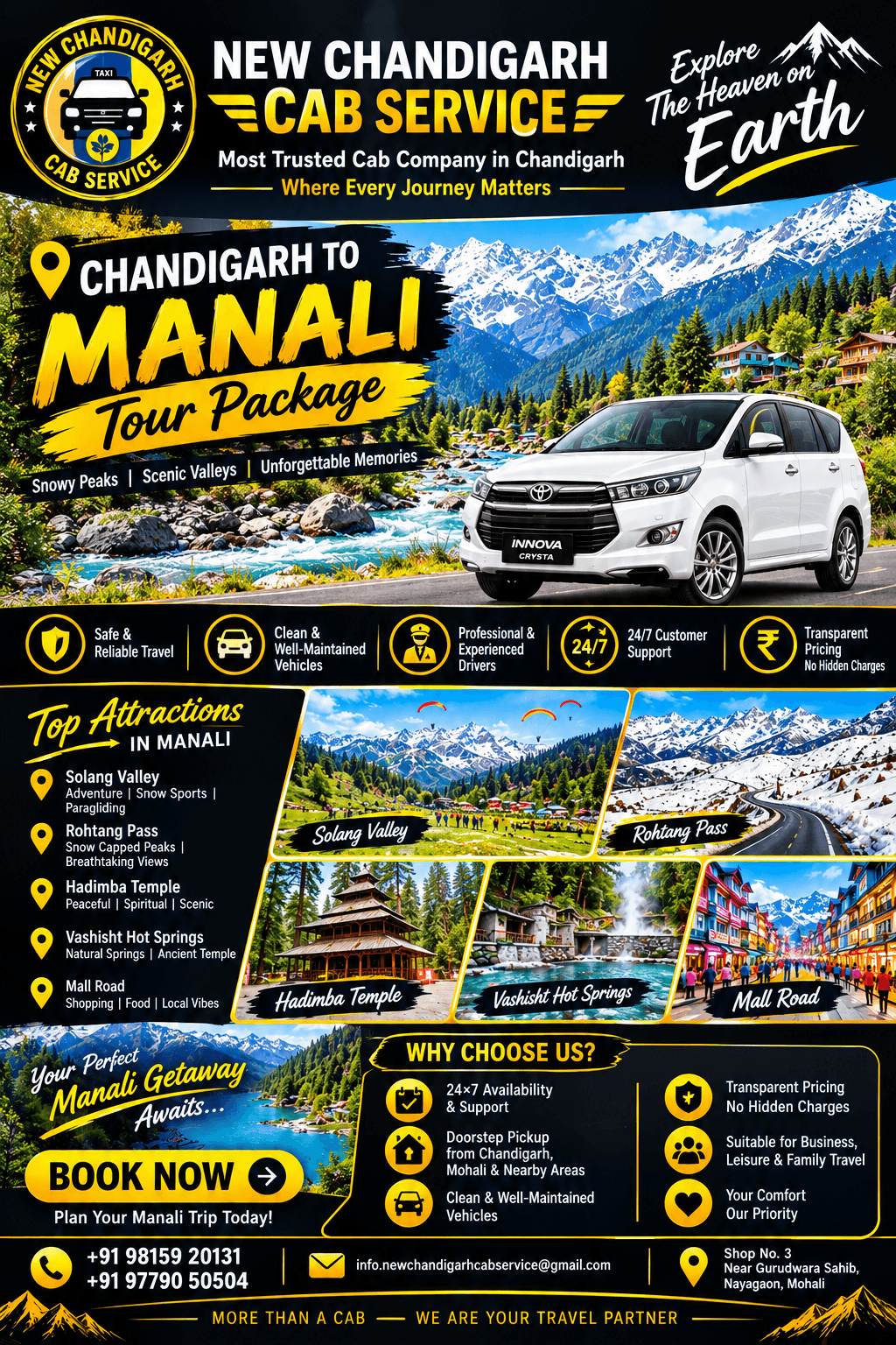 Chandigarh to Manali Tour Package – Explore Himachal Pradesh by Road