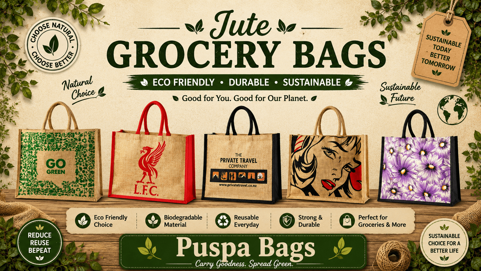 Jute Grocery Bags – Strong & Eco-Friendly Shopping Bags for Global Buyers