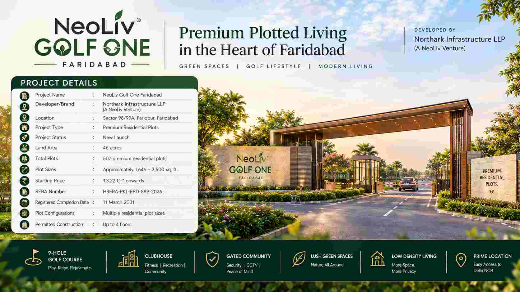 NeoLiv Golf One Faridabad | Premium Residential Plots