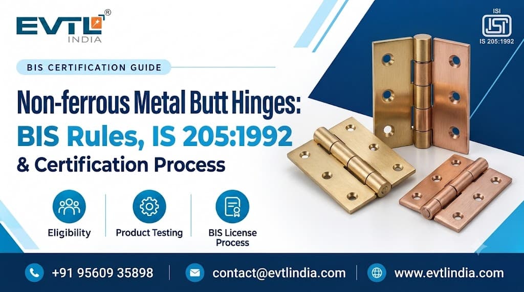Non-ferrous Metal Butt Hinges: BIS Rules, IS 205:1992 & Certification Process
