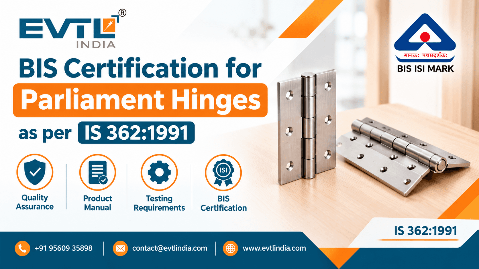 BIS Certification for Parliament Hinges (IS 362:1991)