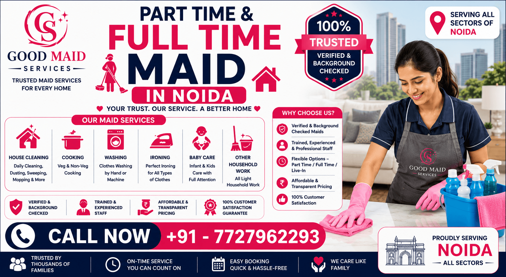 Quality Part Time & Full Time Maid Services in Noida