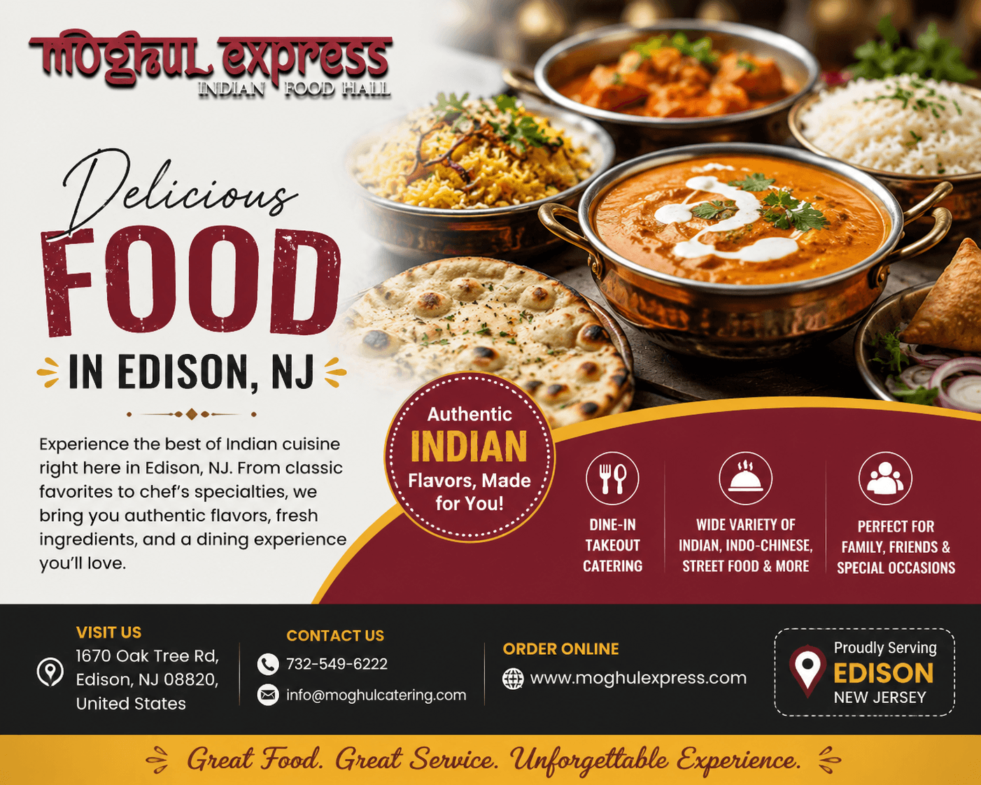 Diverse Indian Food at Moghul Express