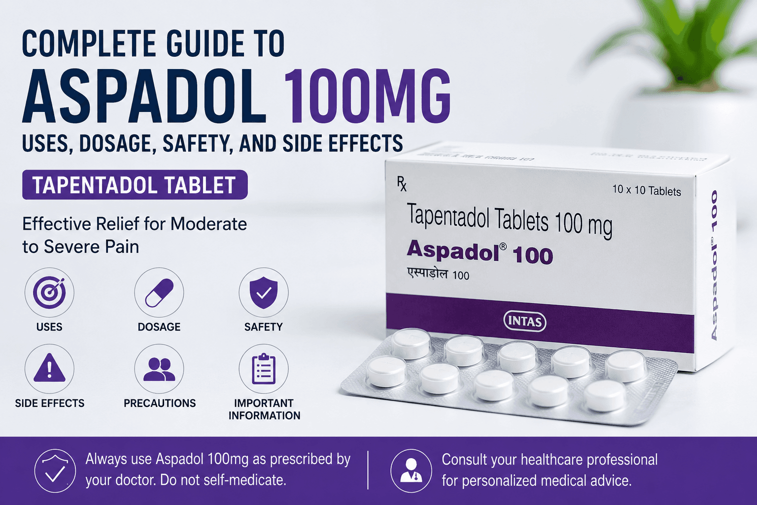 The Complete Guide to Aspadol 100mg for Fast Pain Relief | Uses, Dosage & Safety