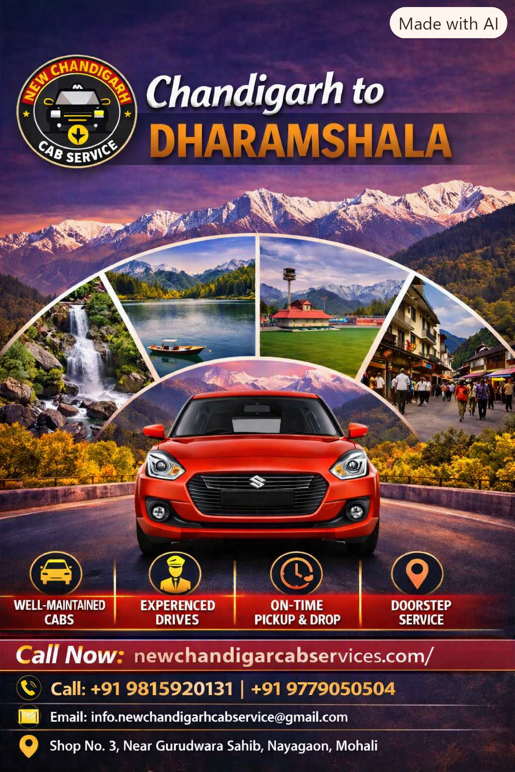 Chandigarh to Dharamshala Taxi – Comfortable Dharamshala Cab Service