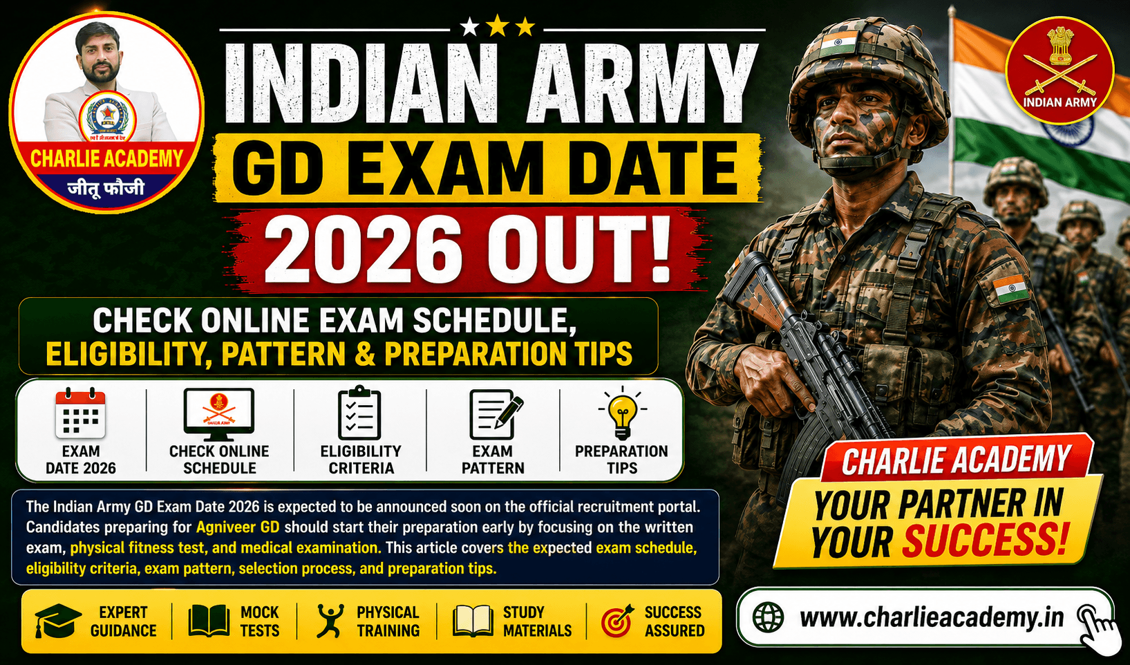 Indian Army GD Exam Date 2026 Out | Charlie Academy