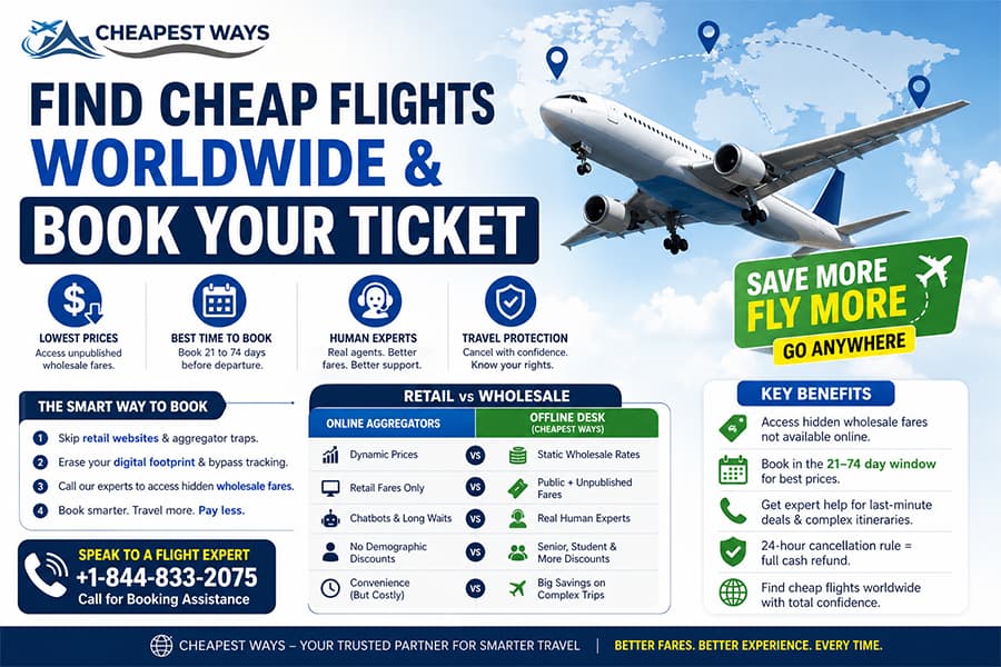 Find Cheap Flights Worldwide & Book Your Ticket