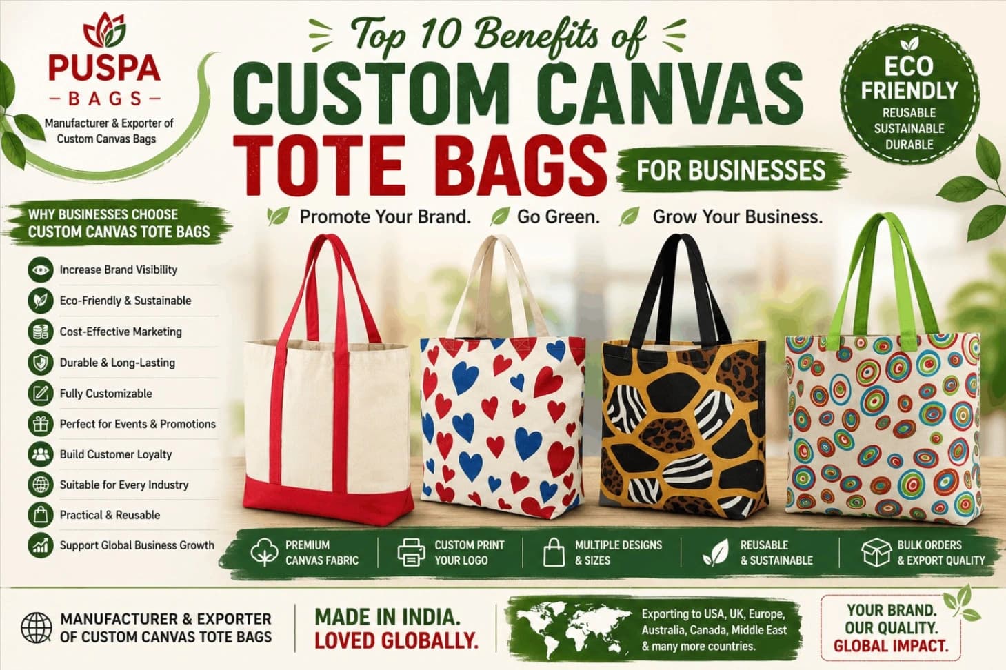 Top 10 Benefits of Custom Canvas Tote Bags for Businesses