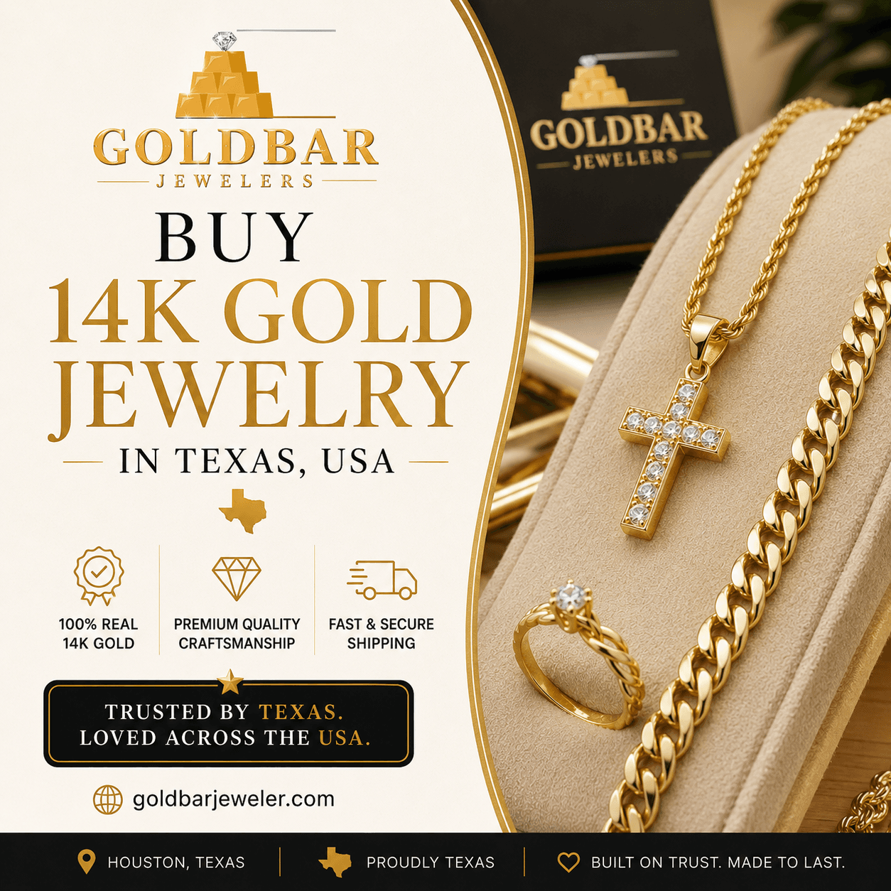 Buy 10k Gold Jewelry in Texas USA | Best 10k Gold Diamond Jewelry Store-Gold Bar Jeweler