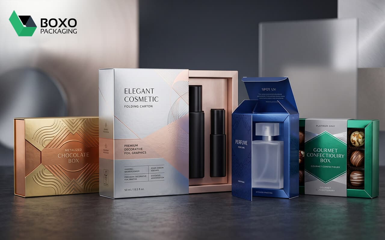Metalized Boxes at Boxo Packaging | Premium Custom Foil Packaging Solutions