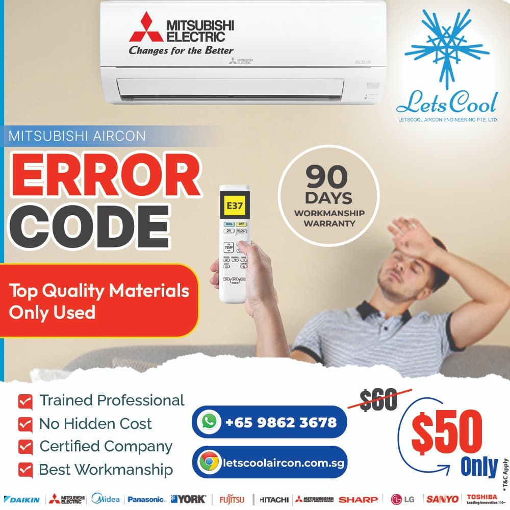 What does the E1 error code mean on Mitsubishi Electric aircon?