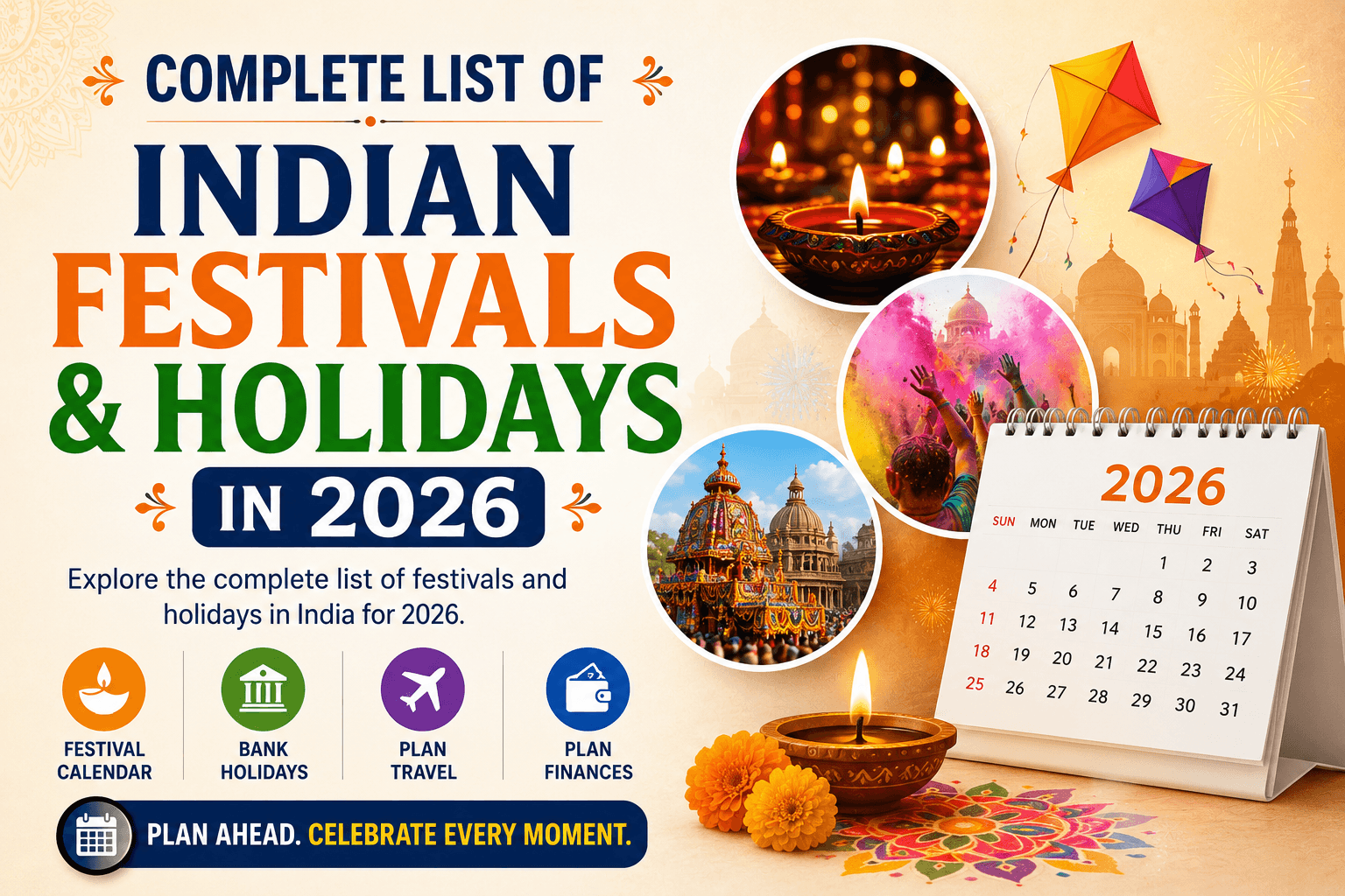 Complete List of Indian Festivals and Holidays in 2026