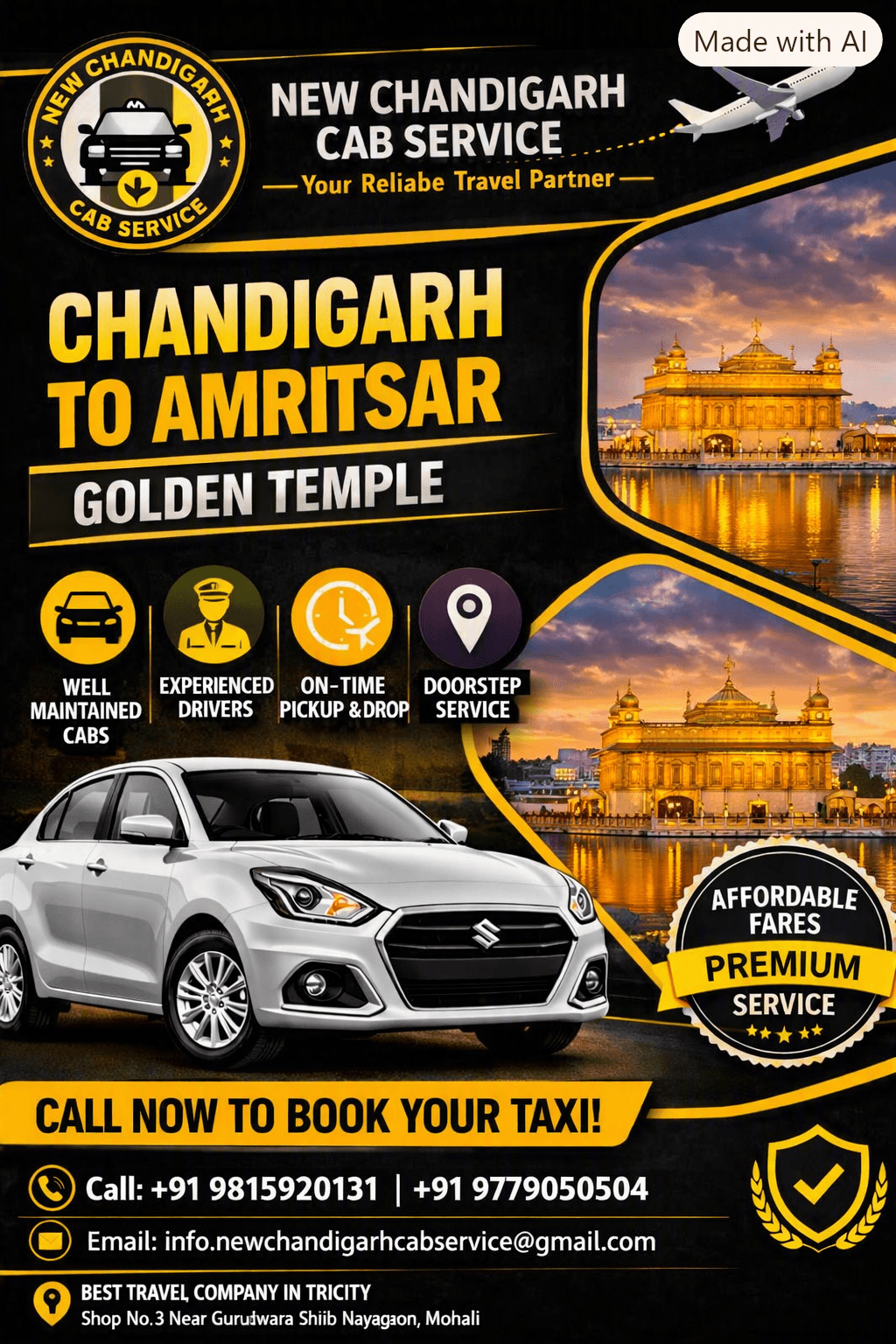Chandigarh to Amritsar Taxi – Comfortable & Reliable Cab Service