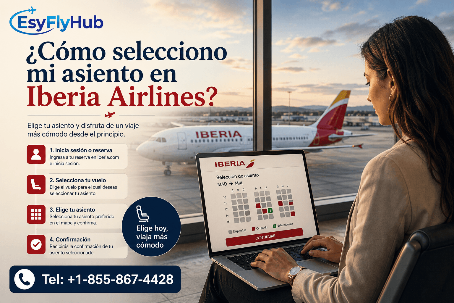 ¿Cómo selecciono mi asiento en Iberia Airlines?