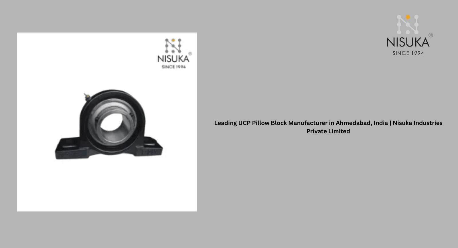 Leading UCP Pillow Block Manufacturer in Ahmedabad, India | Nisuka Industries Private Limited