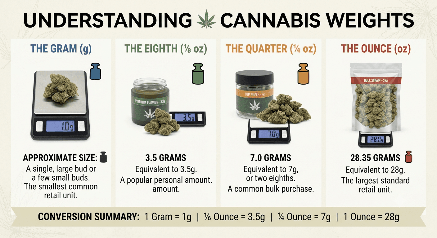 What Is a Gram, Eighth, Quarter, and Ounce?