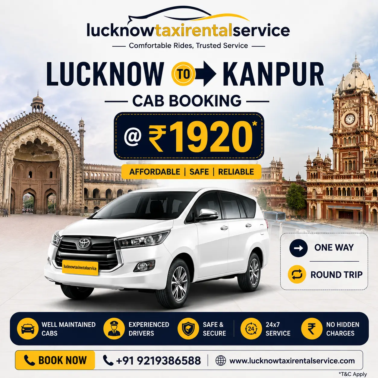 Lucknow to Kanpur Cab Booking One Way or Round Trip