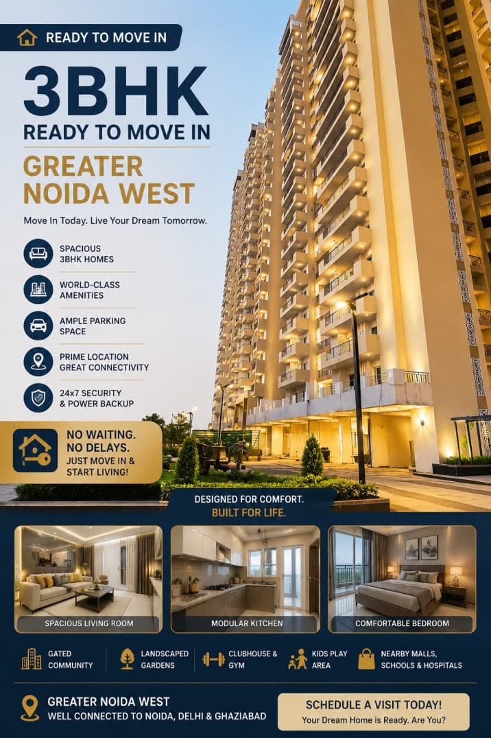 3BHK Ready to Move in Greater Noida Extension West  | Nirala World