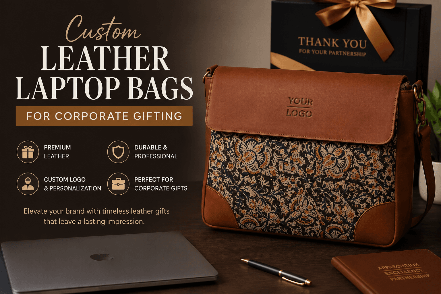 Custom Leather Laptop Bags for Corporate Gifting