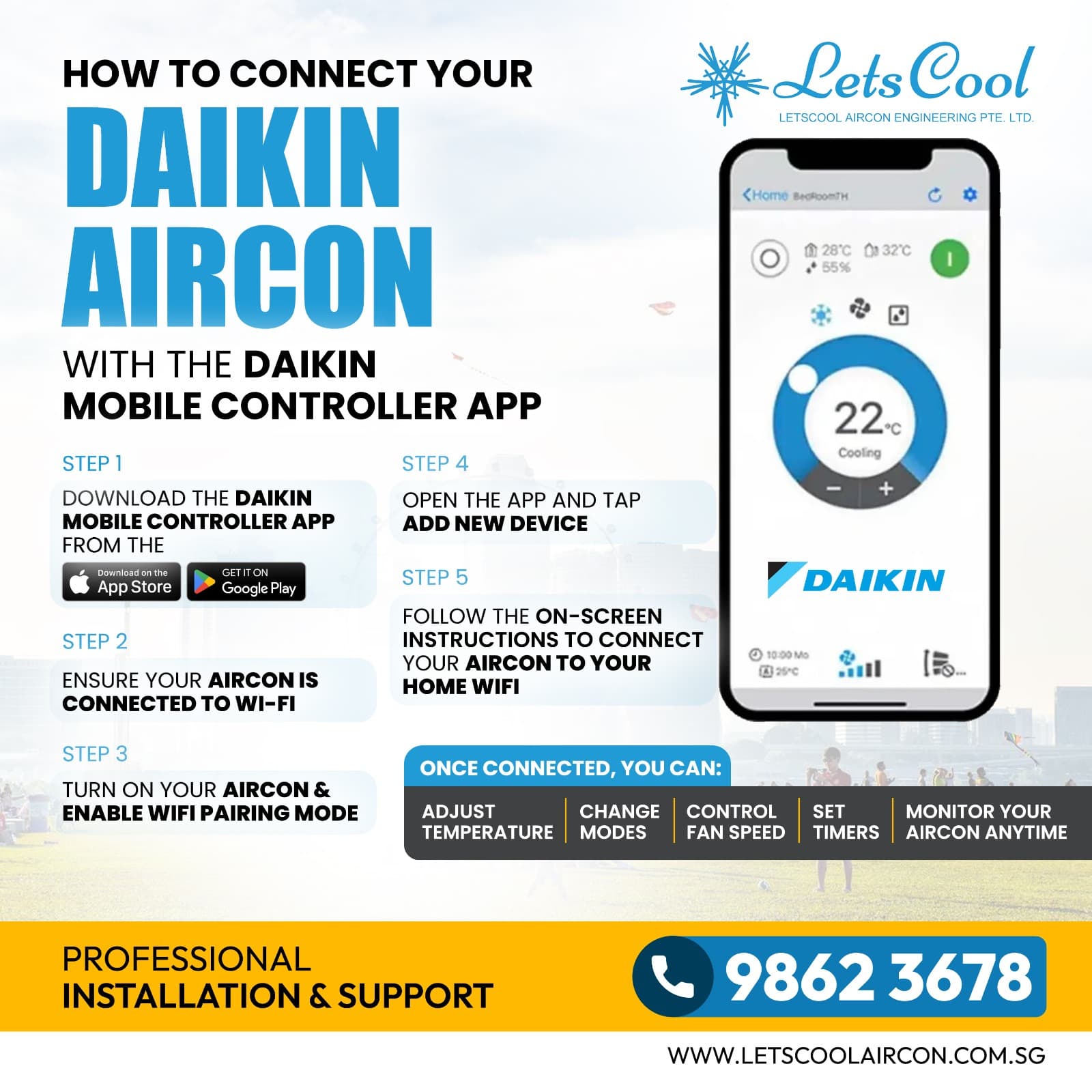 How to Connect Daikin Aircon with Daikin Mobile Controller App