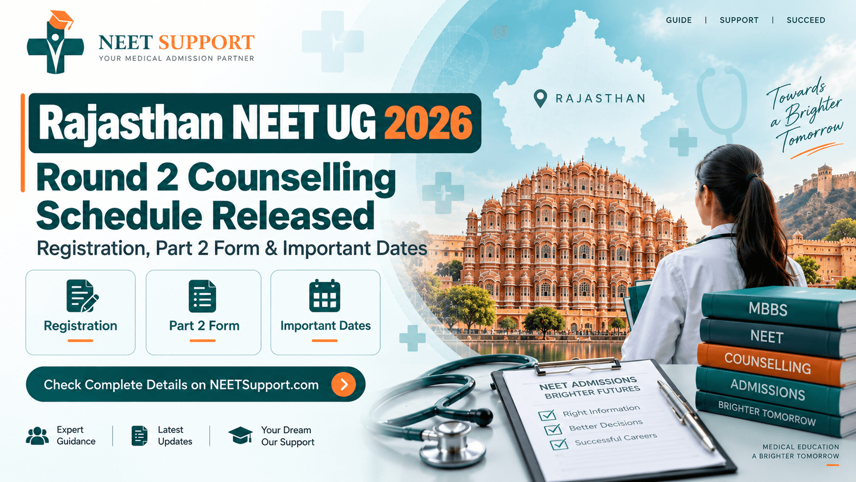 Rajasthan NEET UG 2026 Round 2 Counselling Schedule Released: Registration, Part 2 Form & Important Dates