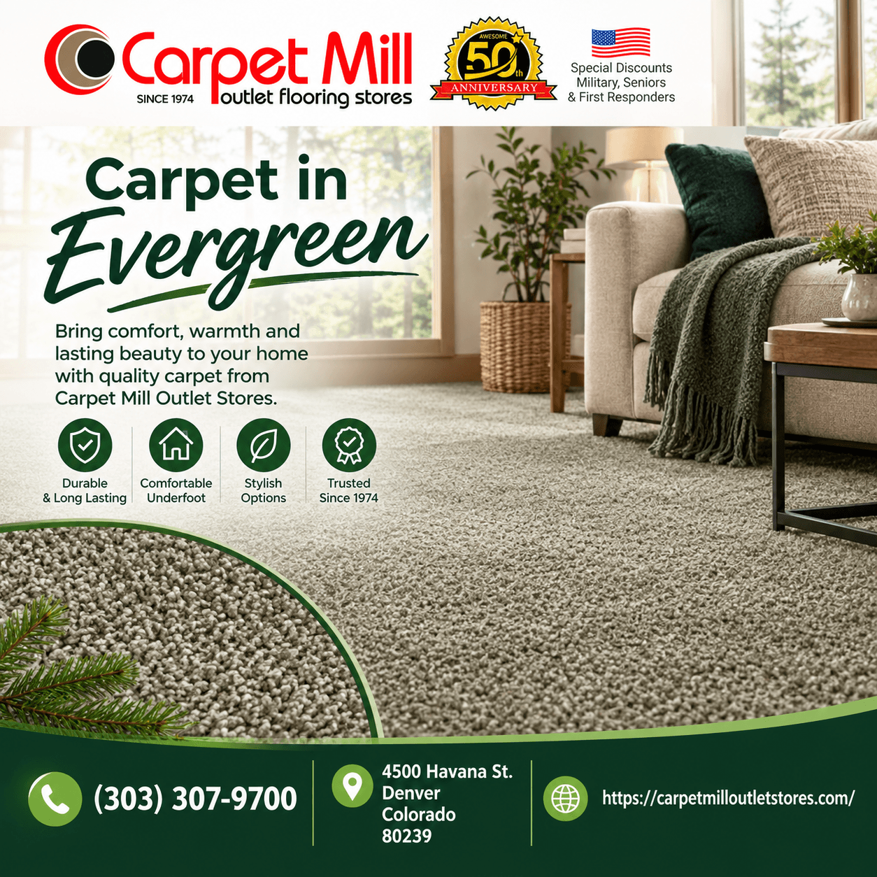 Find Quality Carpet in Evergreen with Carpet Mill Outlet Stores