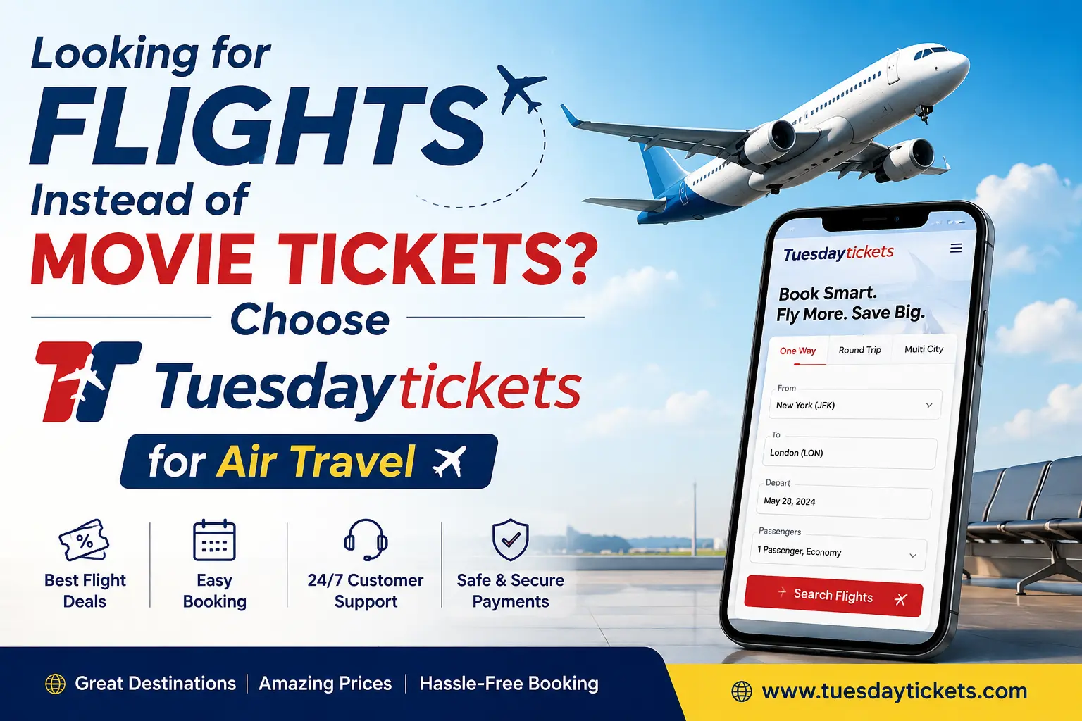 Looking for Flights Instead of Movie Tickets? Choose Tuesdaytickets for Air Travel