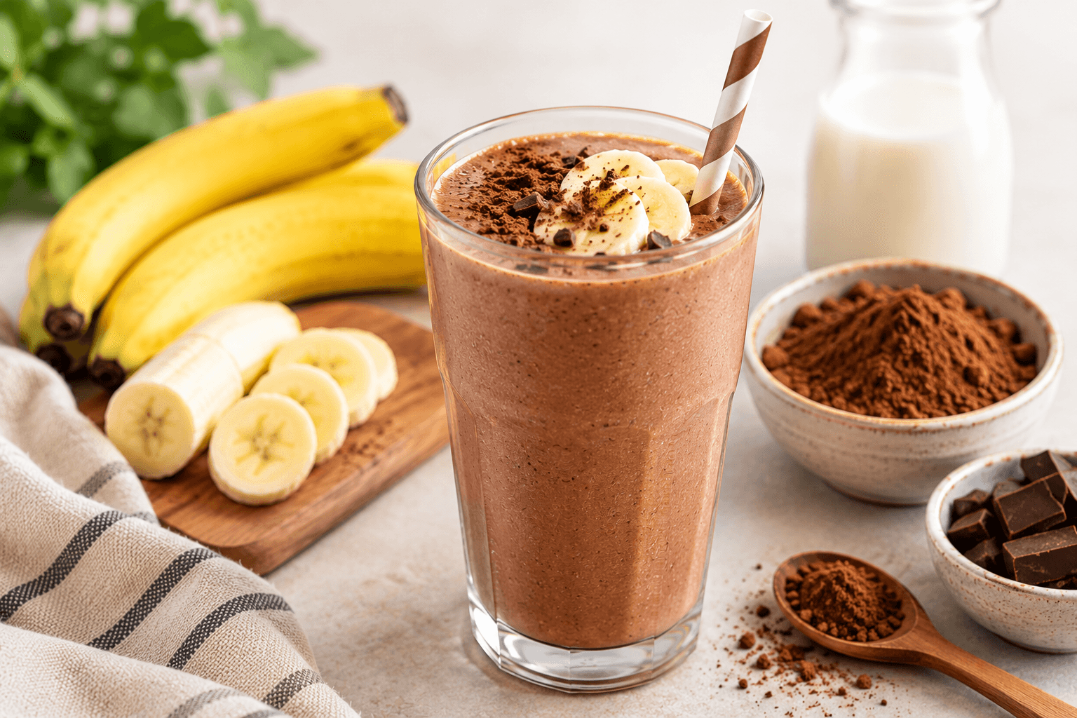 How to Make a Rich and Creamy Banana and Cocoa Smoothie?