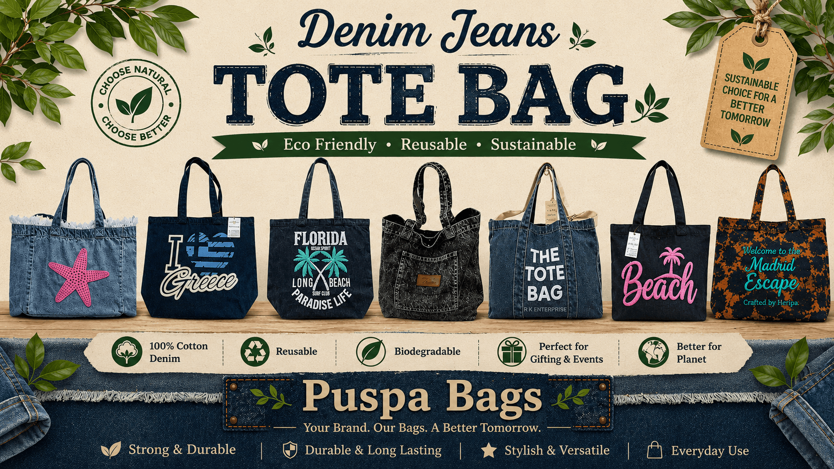 Denim Jeans Tote Bags – Stylish, Durable & Sustainable Tote Bags for Global Buyers