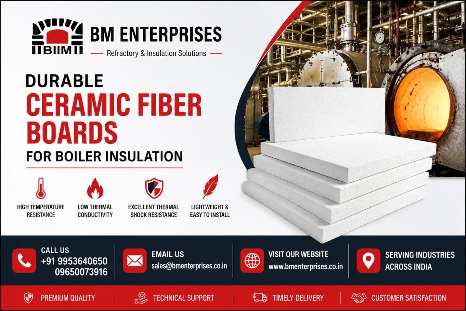 Durable Ceramic Fiber Boards for Boiler Insulation