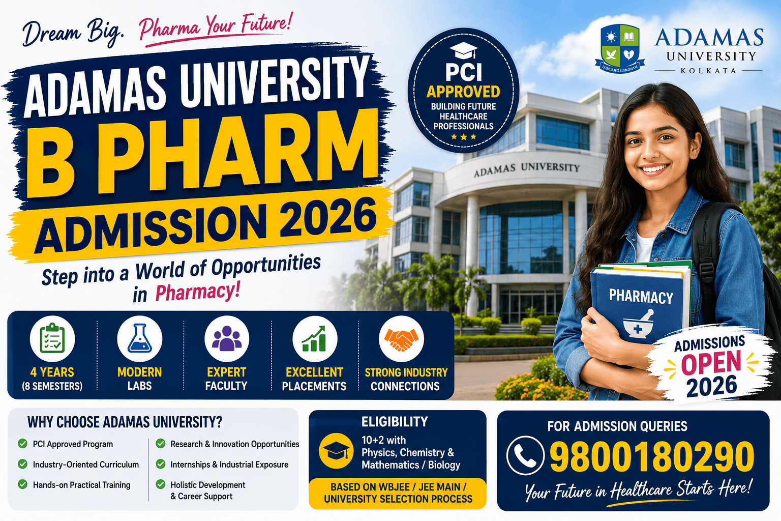Adamas University B Pharm Admission 2026