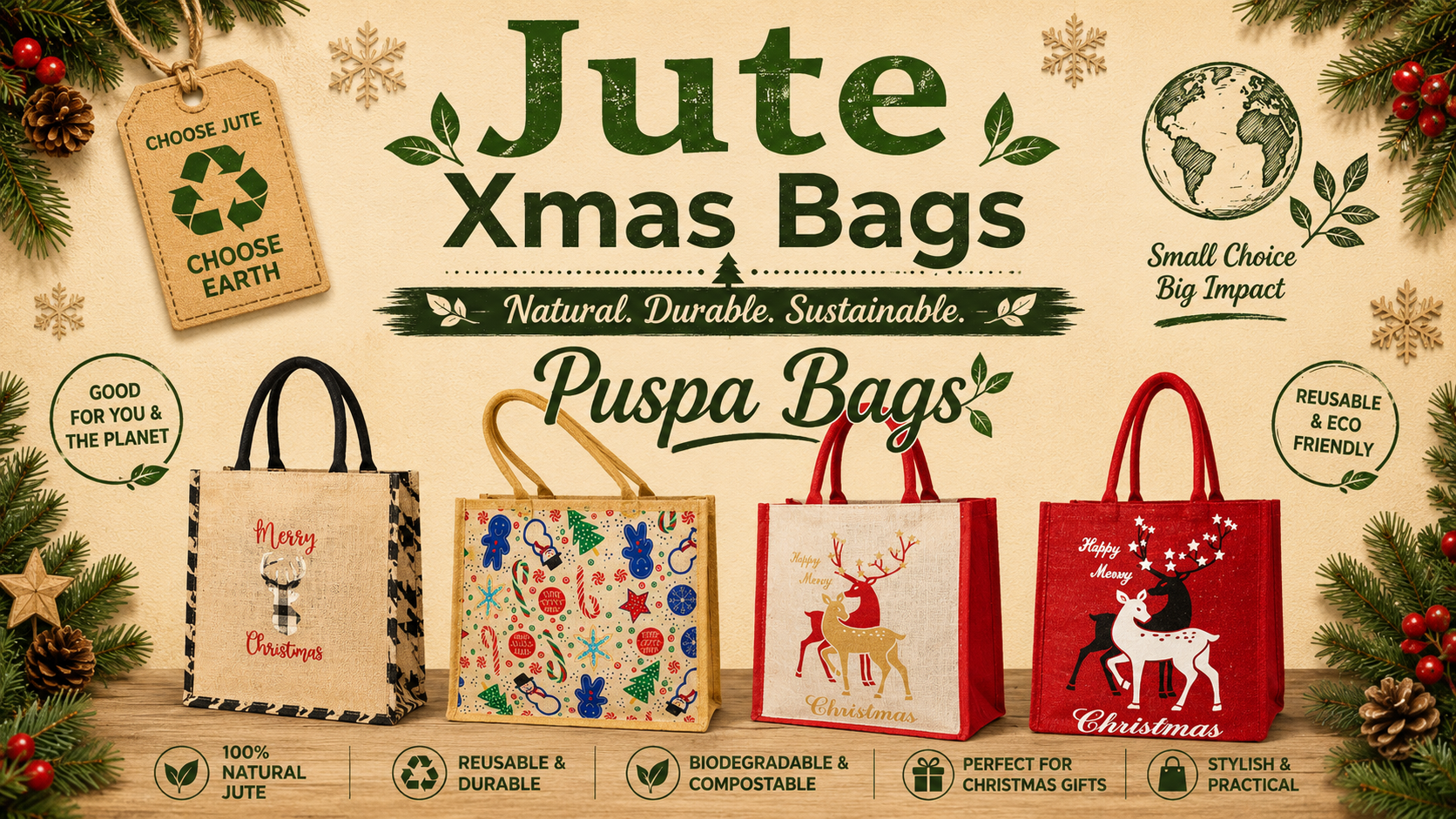 Jute Xmas Bags – Eco-Friendly Christmas Gift & Packaging Bags for Global Buyers