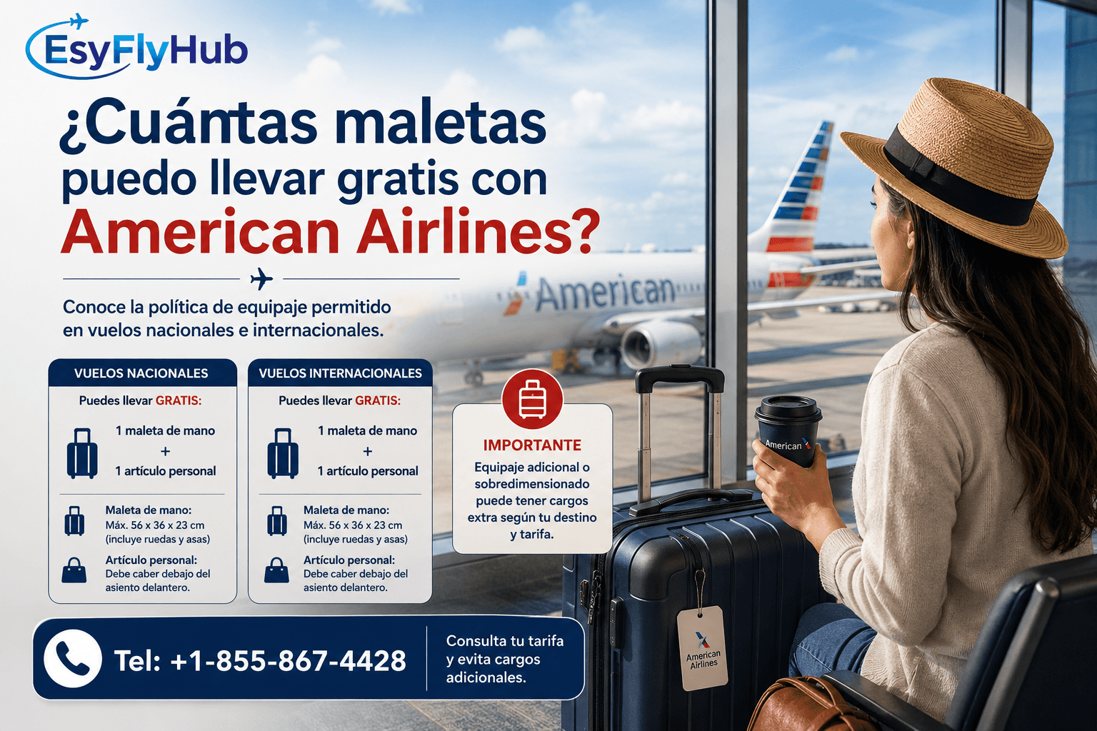 ¿Cuántas maletas puedo llevar gratis con American Airlines?