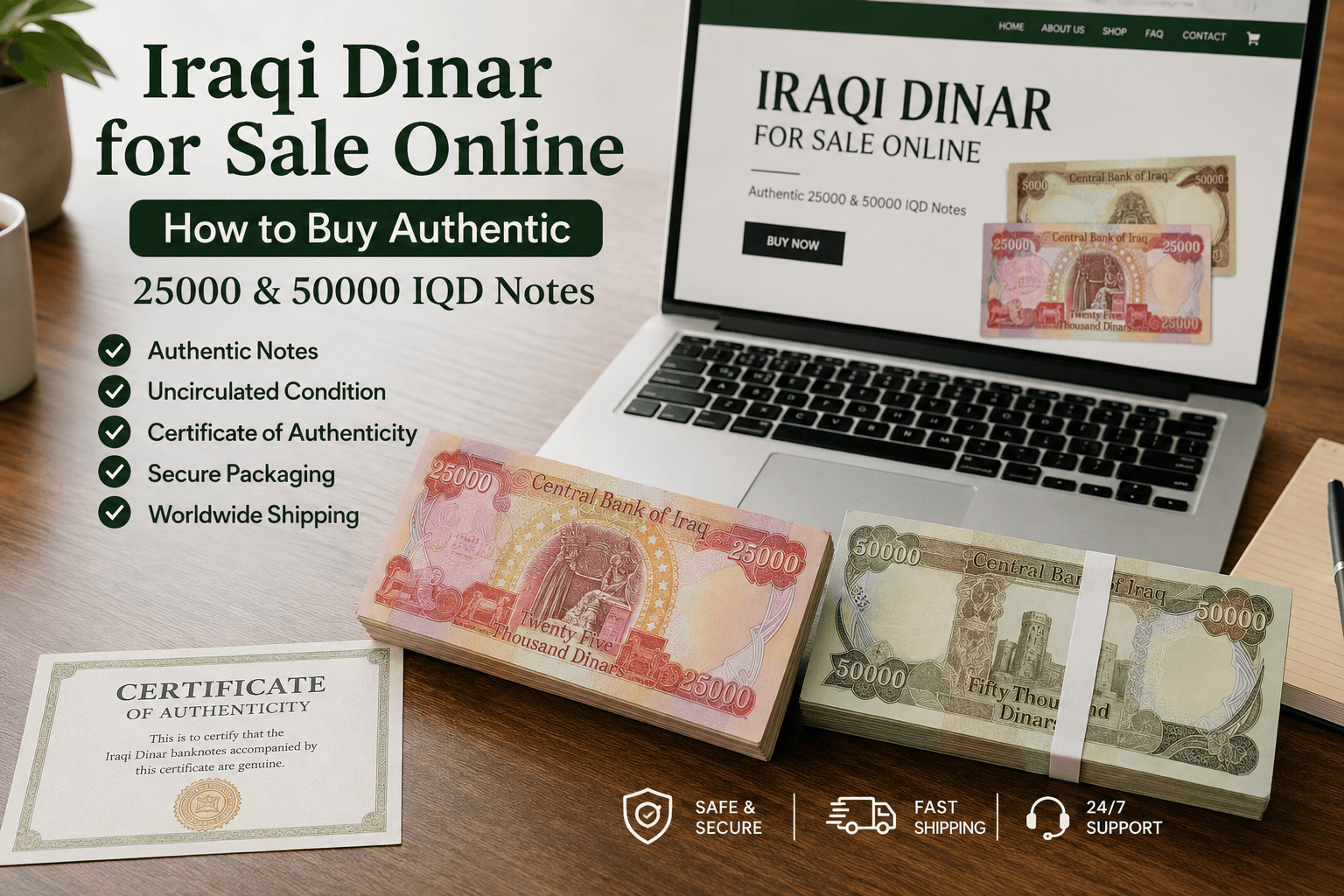 Iraqi Dinar for Sale Online| How to Buy Authentic 25000 & 50000 IQD Notes