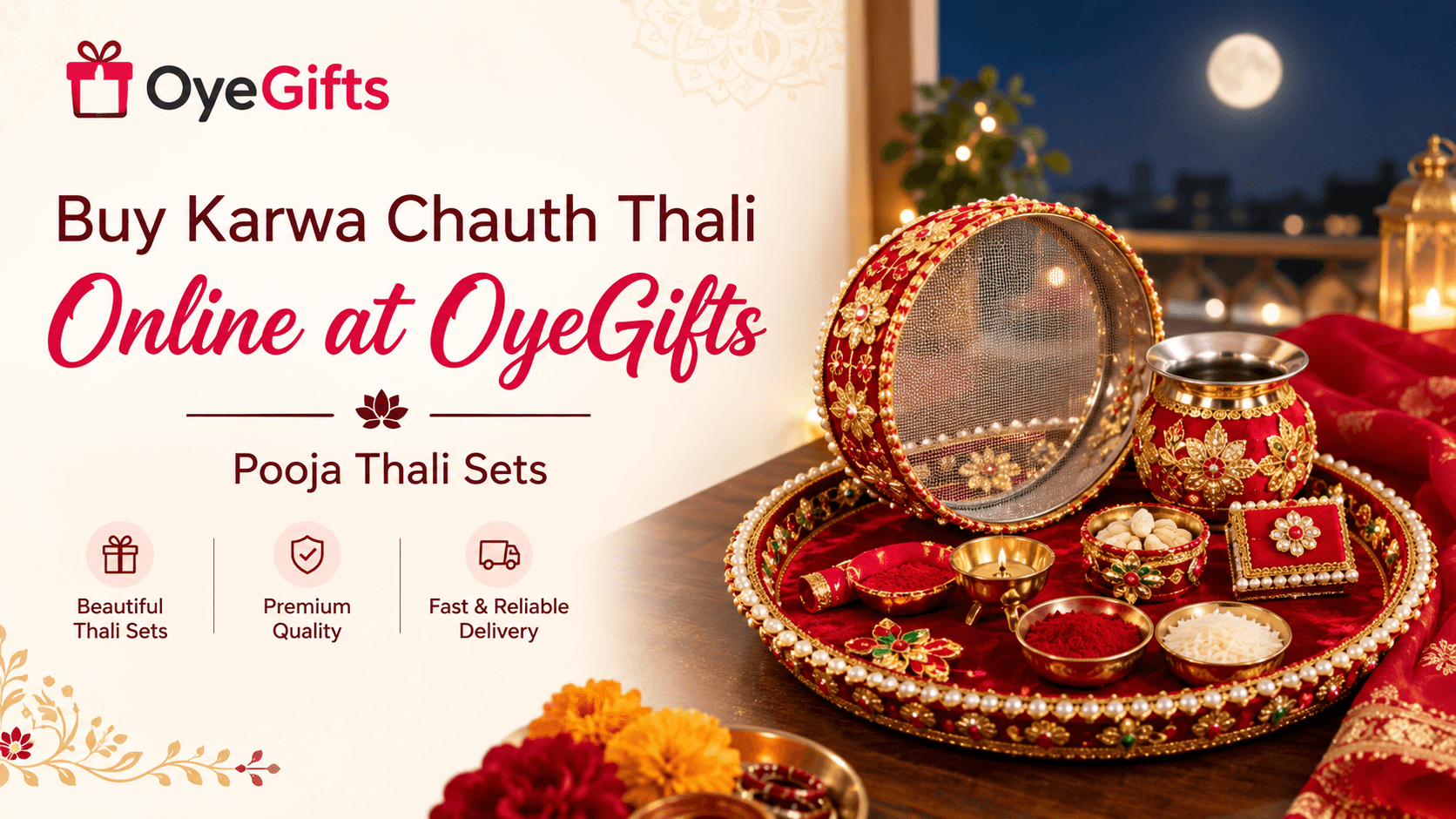 Buy Karwa Chauth Thali Online at OyeGifts | Pooja Thali Sets