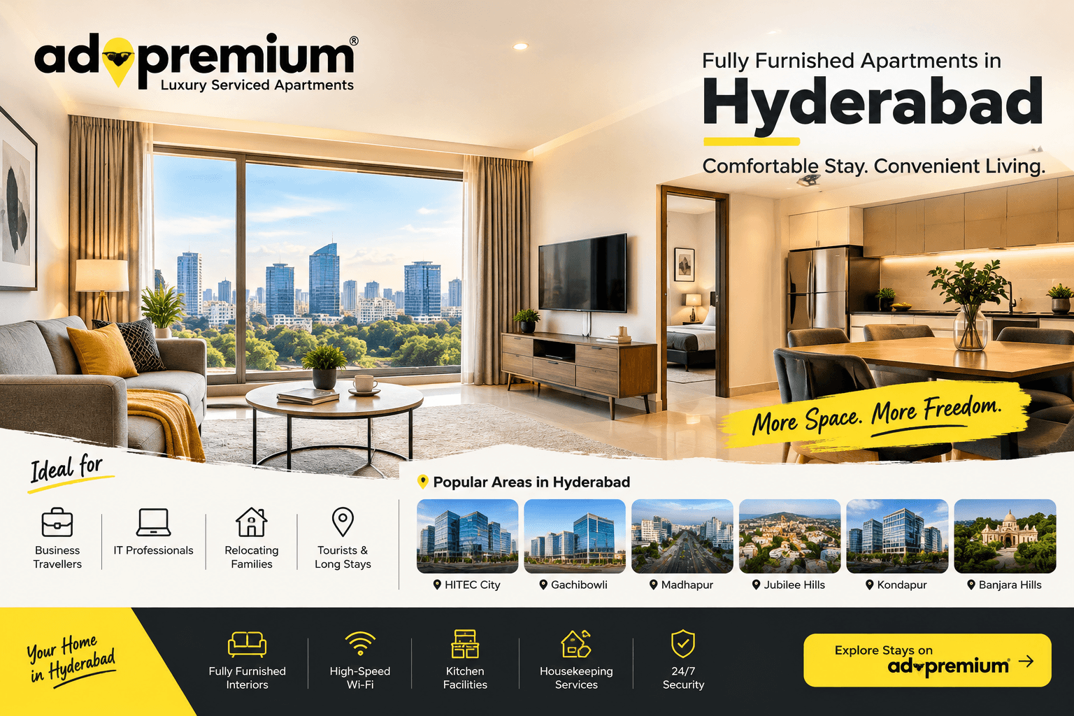 Service Apartment in Hyderabad for Short and Long Stays