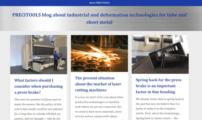 PRECITOOLS blog about industrial and deformation technologies for tube and sheet metal