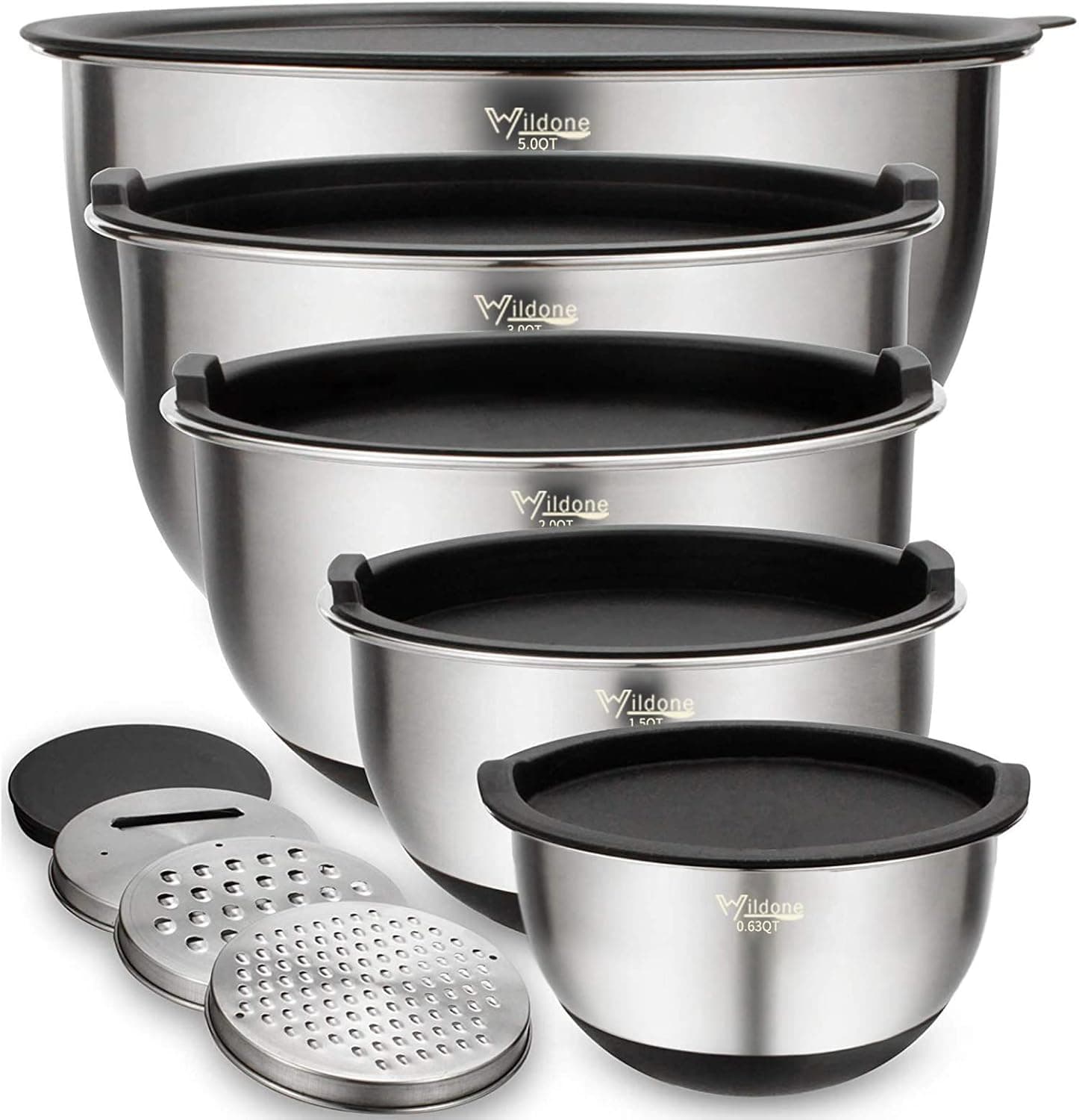  Set of 5, Stainless Steel Nesting Bowls