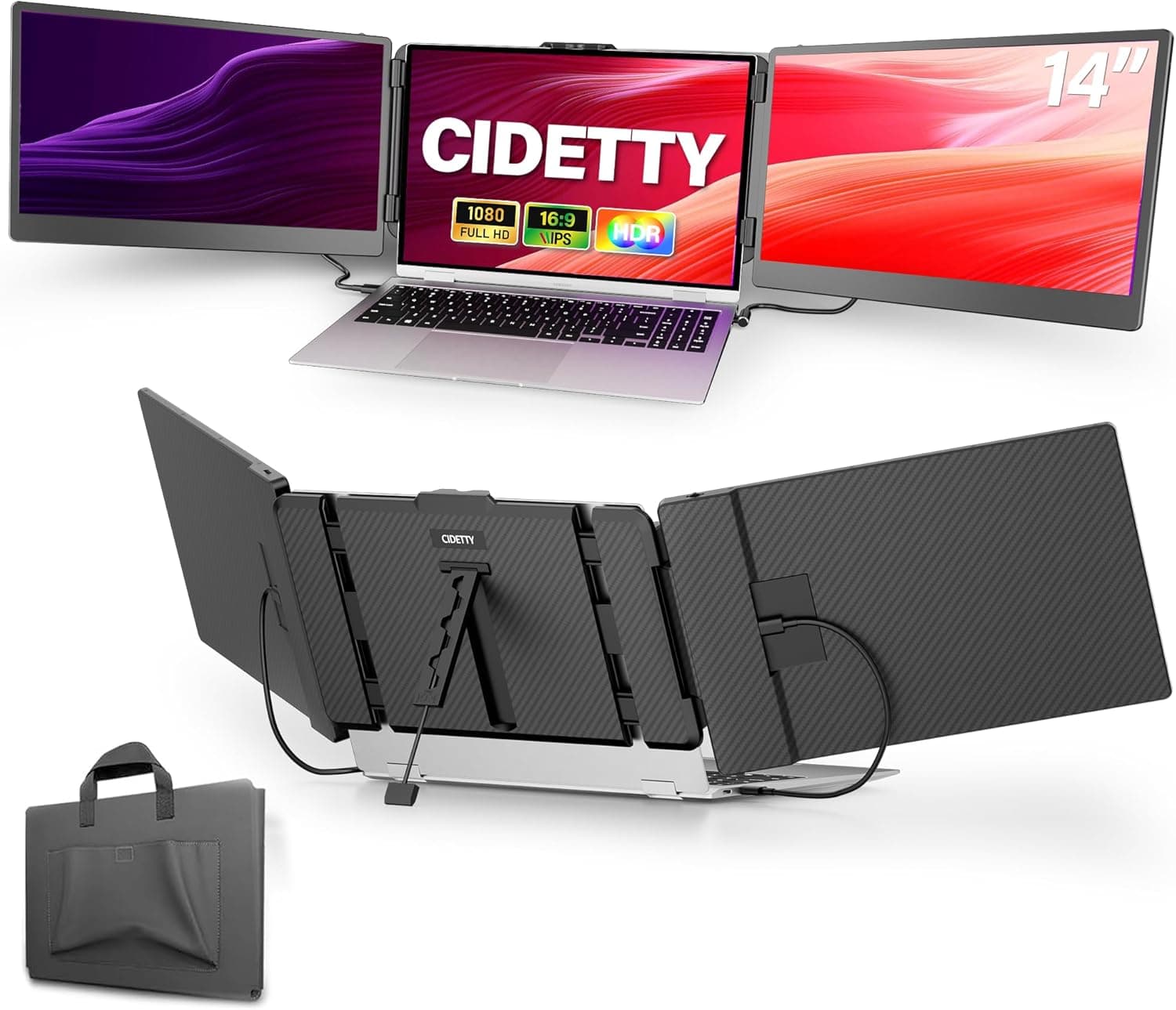 Laptop Screen Extender, 14'' FHD 1080P IPS Ultra-Thin Dual