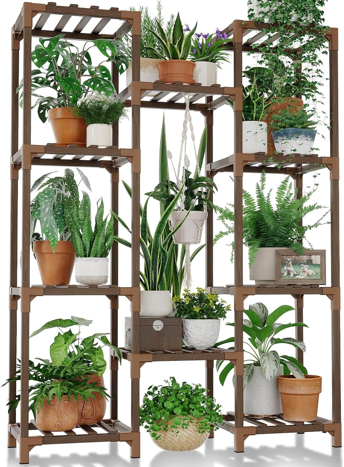 Bamworld Indoor Outdoor Tall Plant Shelf Multiple Plants Pot