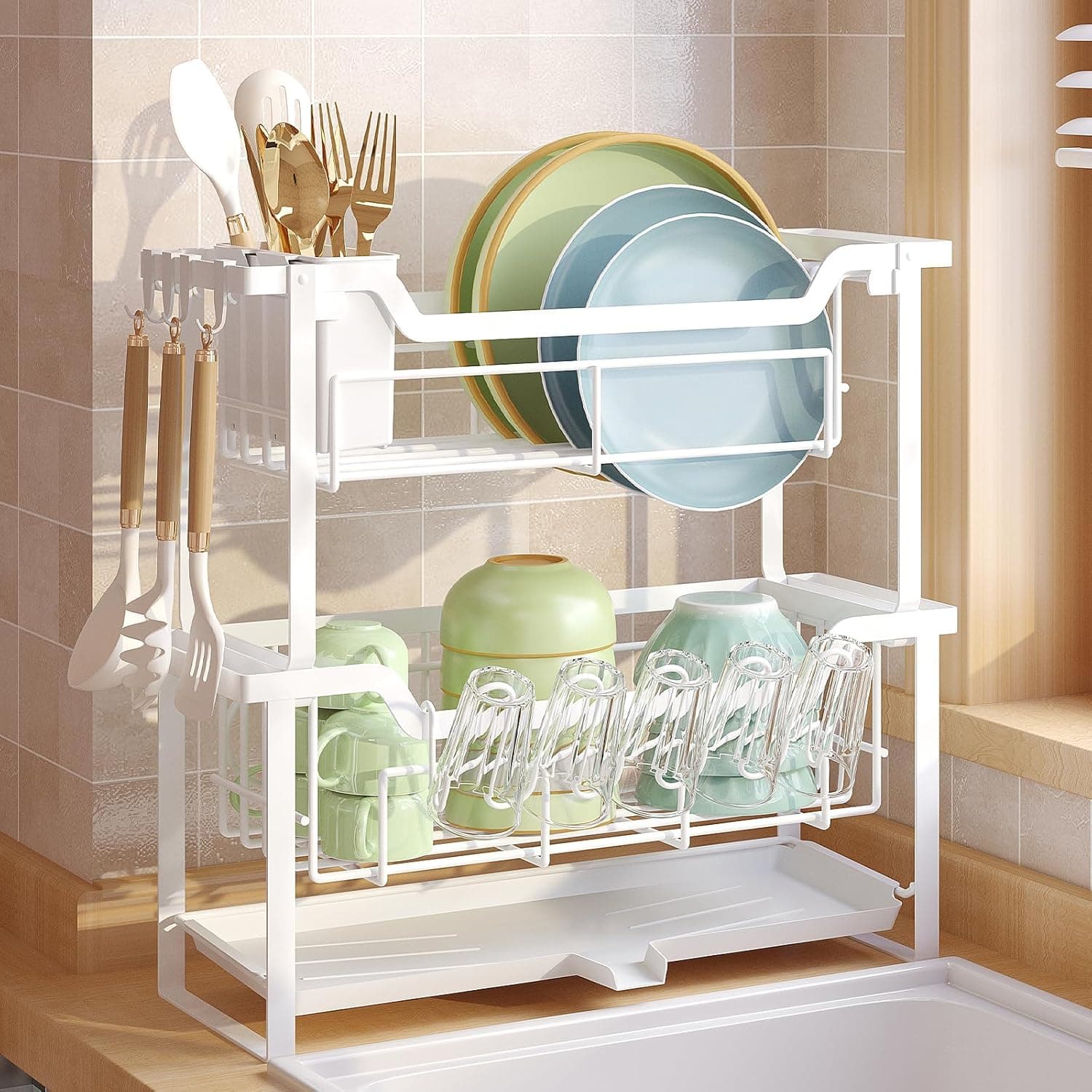 Dish Rack with Drainboard, Organizes